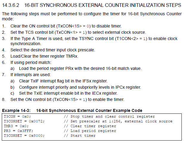 [PIC32] T2 Synchronous External Clock Counter