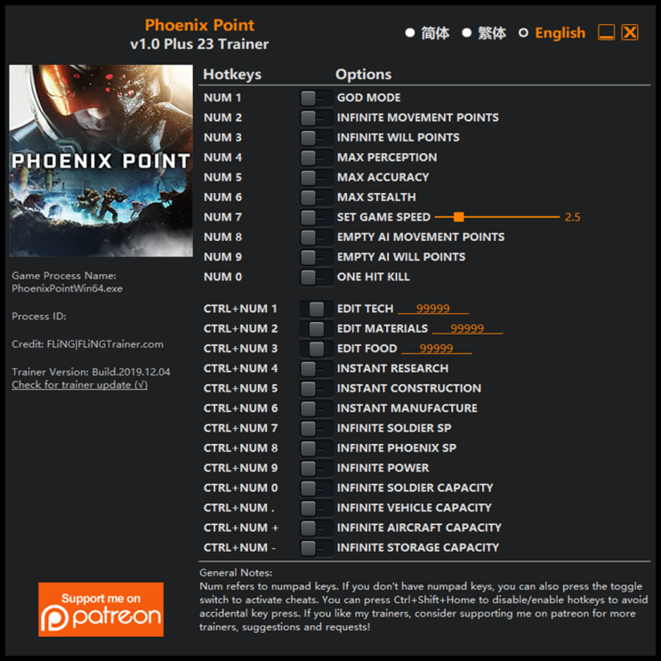  191205 피닉스 포인트 트레이너 (Phoenix Point Trainer v1.0 +23)3DM