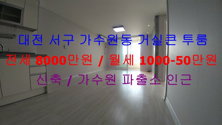  대전 서구 가수원동 신축 거실큰 투룸 !! 완전 저렴한 투룸 전세, 월세 모두 가능한 매물입니다 ^^
