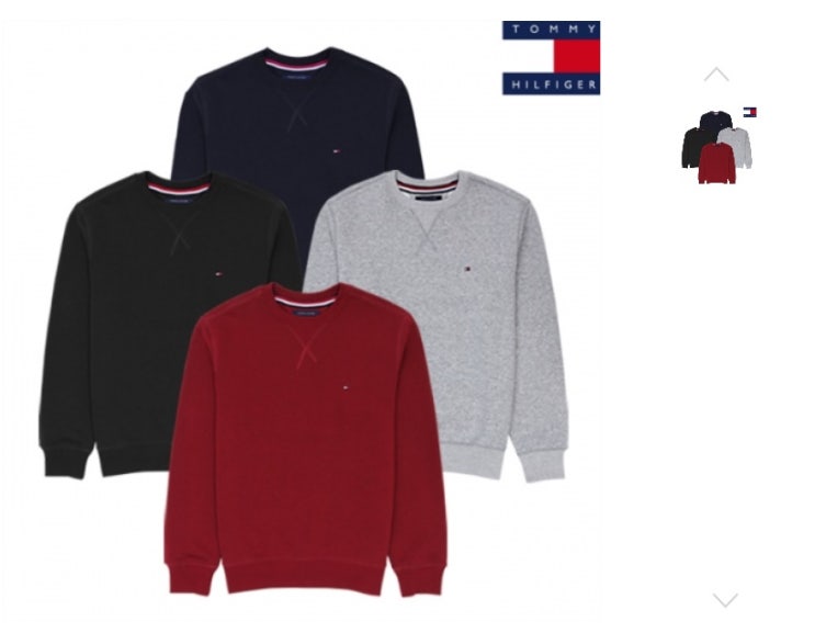 [TOMMY HILFIGER] 타미힐피거 크루넥 기모 맨투맨 4색상 택1