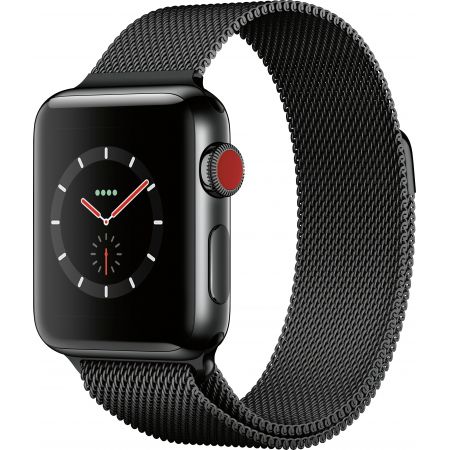 Bestbuy Apple - Apple Watch Series 3 (GPS + Cellular) 38mm Space Black Stainless Steel Case with Spa