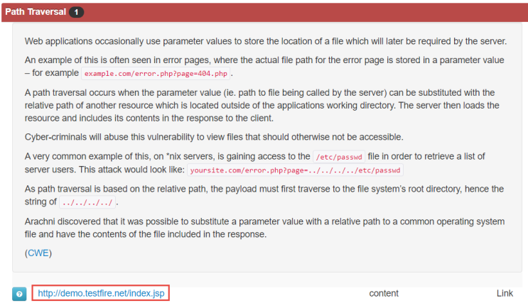 [Arachni Web Scanner] 파일 다운로드(path traversal) 취약점 스캔