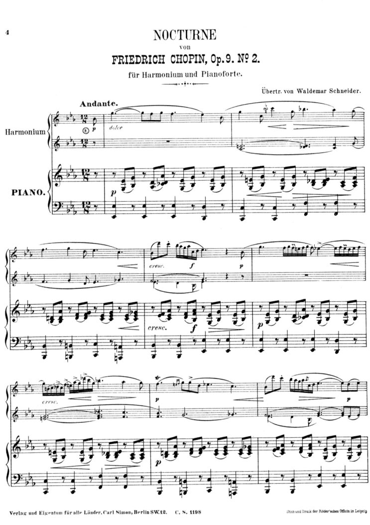 쇼팽 녹턴 피아노 3중주 앙상블 편곡 악보 op.9 no.2