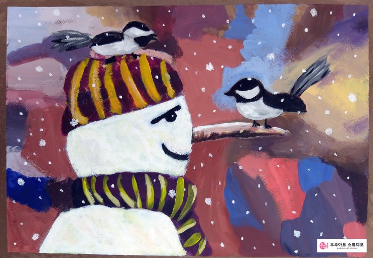 &lt; 강서구 화곡동 미술 &gt; 눈이 내리는 풍경 아크릴화