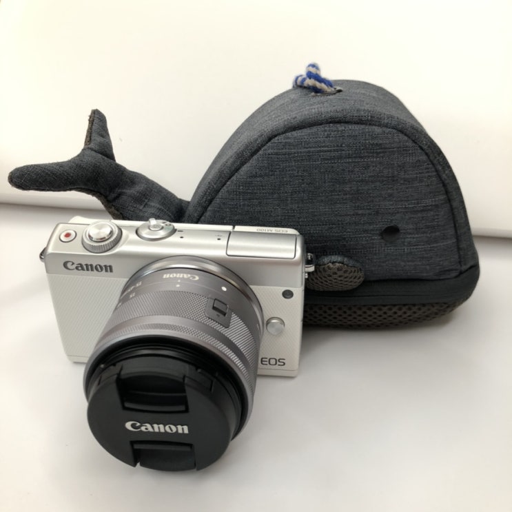 [캐논 미러리스 카메라 EOS M100 15-45mm 후기]고래 파우치/캐논 카메라/초보블로거 카메라/입문 카메라/캐논 정품 등록