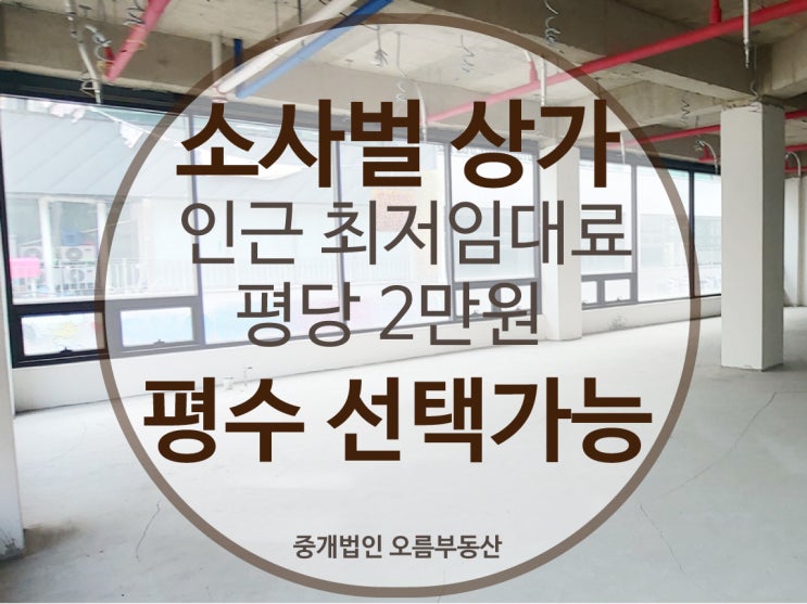  평택상가임대 소사벌상가 인근 최저임대가 소형,대형평수 선택 가능