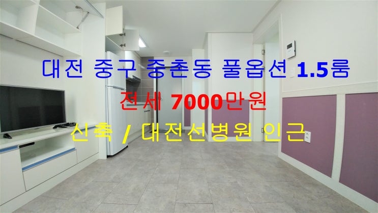  대전 중구 중촌동 선병원 인근에 있는 신축 풀옵션 1.5룸 (투룸식 원룸) 전세 매물입니다 ^^