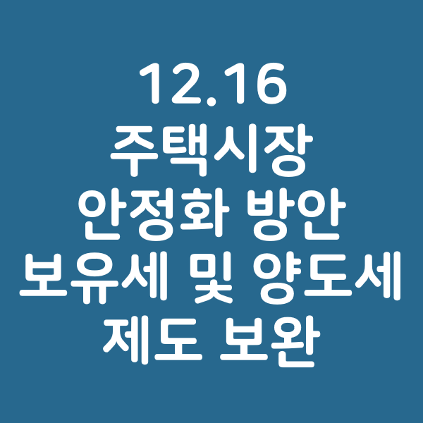 (긴급) 12.16 주택시장 안정화 방안 - 보유세 및 양도세 제도 보완(2)