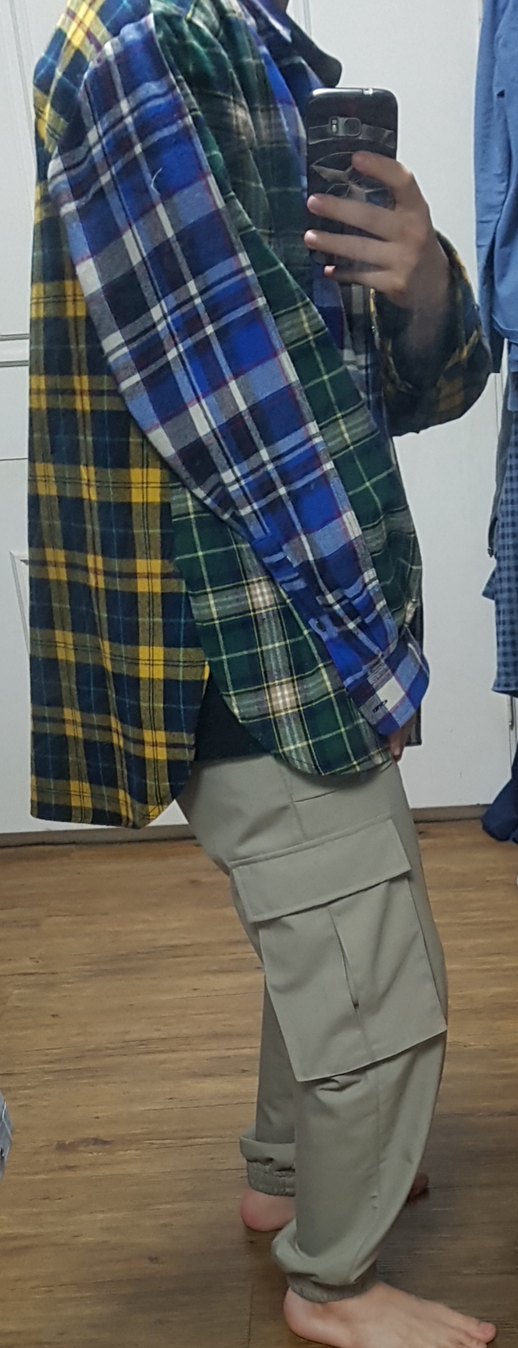  오디너리피플 체크셔츠 check combi blue collar shirt 구매후기 상세리뷰