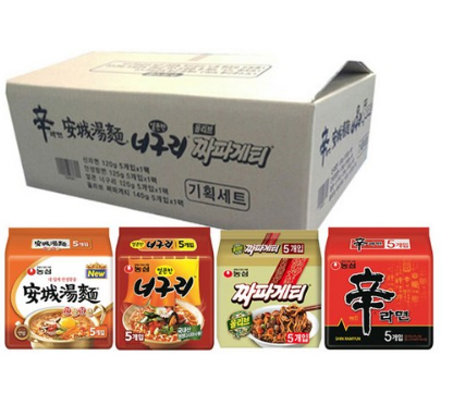  농심 신라면 5p + 안성탕면 5p + 얼큰 너구리 5p + 짜파게티 5p 기획세트