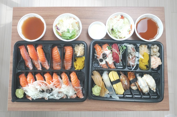 김포 배달 맛집 - 초밥 사시미 교다이 모듬 초밥, 생연어 초밥