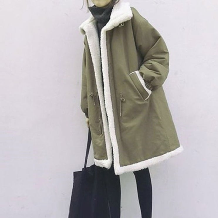  겨울 데일리 올 양털 스타일 점퍼-카키 (66,490원)