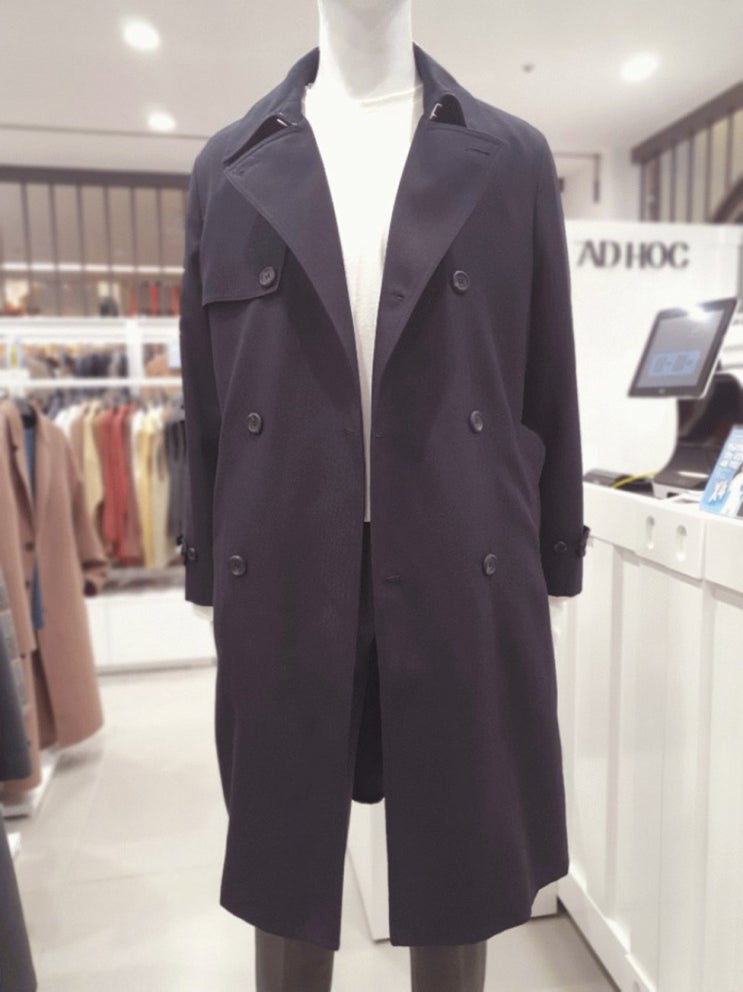  애드혹 남성)WOOL MIX 더블 트렌치코트 HV9BB10-1 (105,780원)
