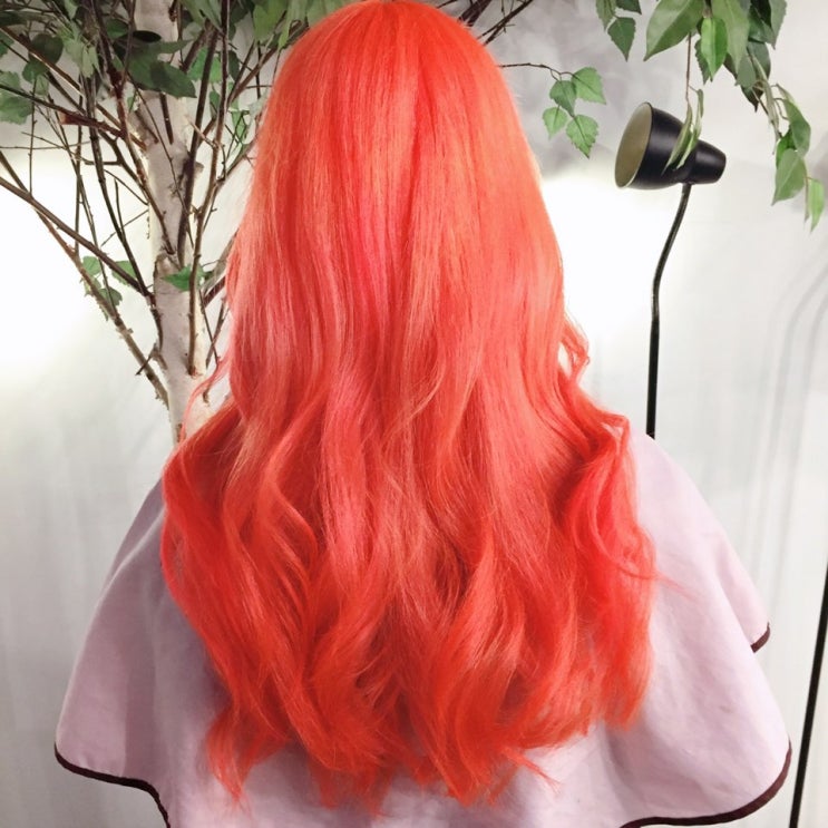  탈색 염색할땐 잊지말고 까헤어! 오렌지 핑크 컬러, 리빙코랄 염색 hongdae hair salon orange pink hair color, living coral hair