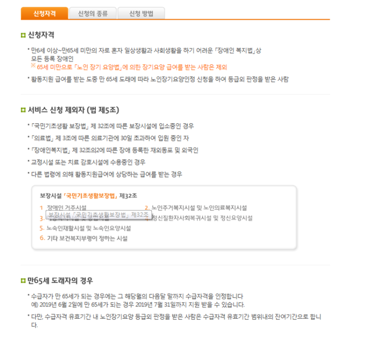  국민연금공단의 등록 장애인  활동보조, 방문목욕, 방문간호 지원제도