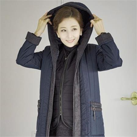  J30221 올지퍼 니트배색 후드패딩코트/엄마옷 (151,120원)