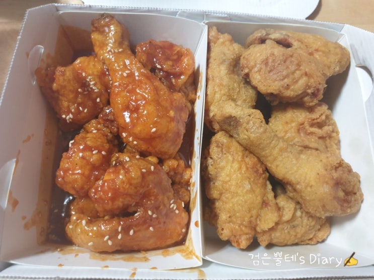  [광교/상현] 고등학교때 먹었던 치킨이 생각나는 날엔, '페리카나'에서 달콤한 양념치킨과 후라이드를 반반 함께 먹어봤어요!!