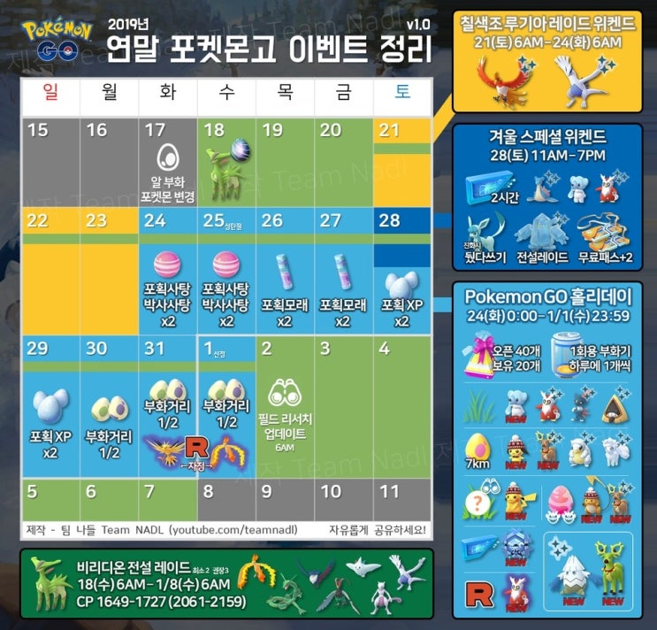  <포켓몬GO>2019년 포켓몬고 연말 이벤트 정리
