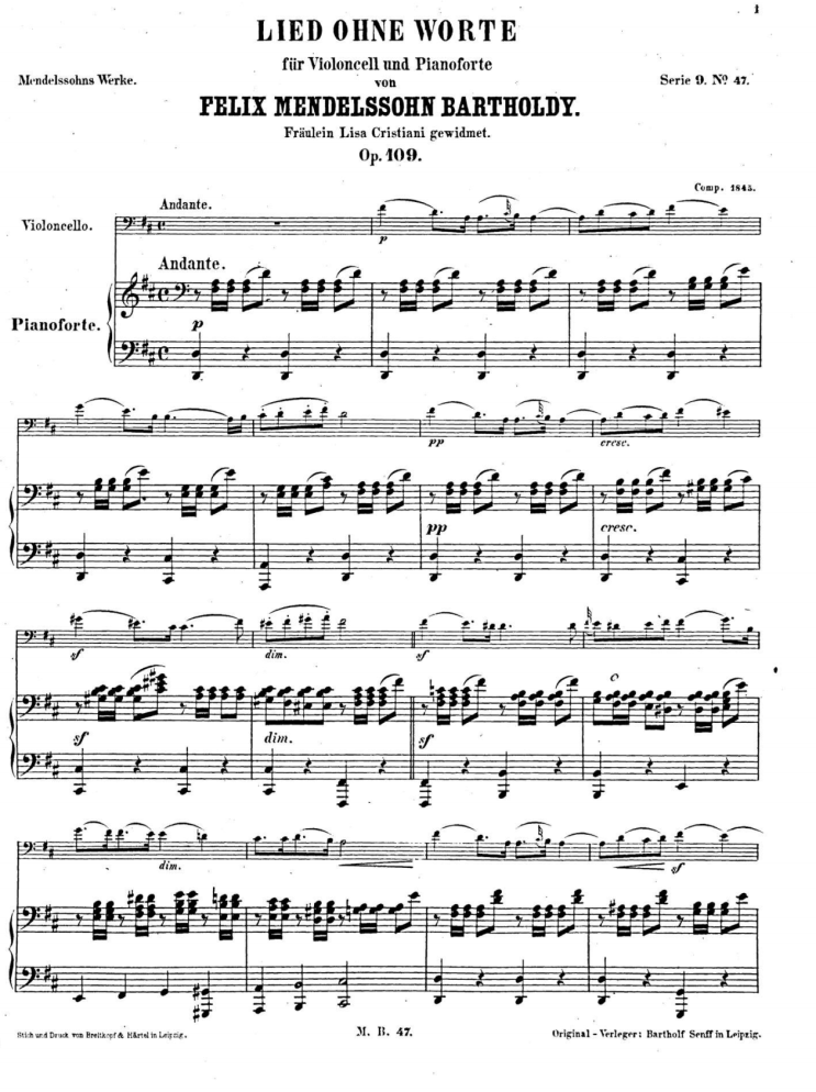 멘델스존 무언가 op.109 악보 멘델스존 무언가 op.109 악보