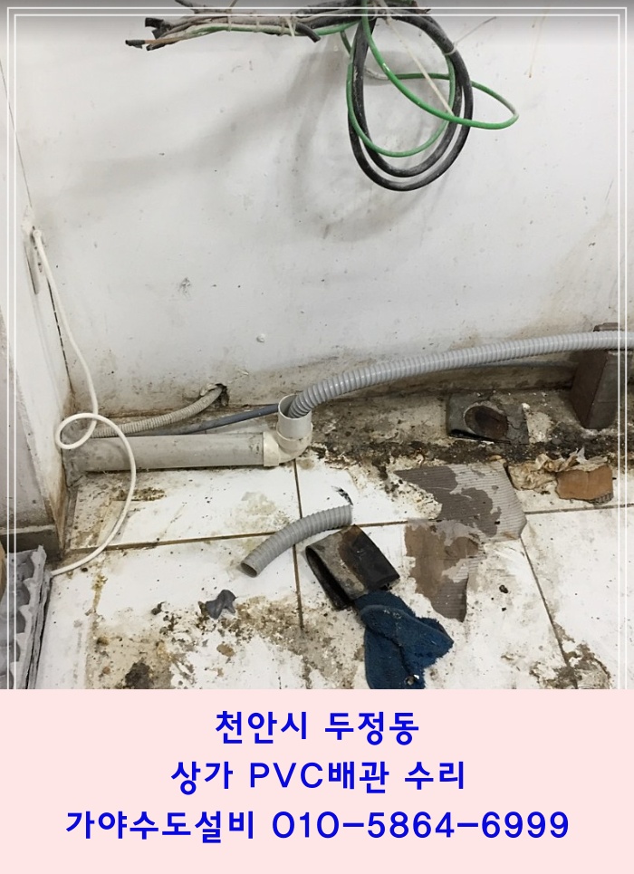  천안 두정동 제과점 pvc배관수리 하수배관파손으로인한 누수