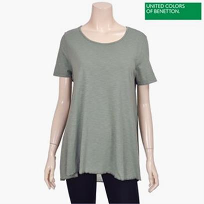  베네통 베이직 솔리드 쉬폰 배색 티셔츠 5F-3K8NE1697-07 (17,800원)