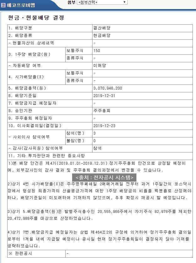  에코프로비엠 배당공시