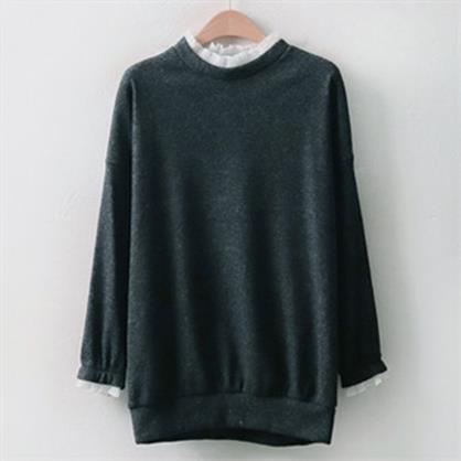  아이우먼 속 주름쉬폰 배색티 NB4075M912 빅사이즈 (38,200원)