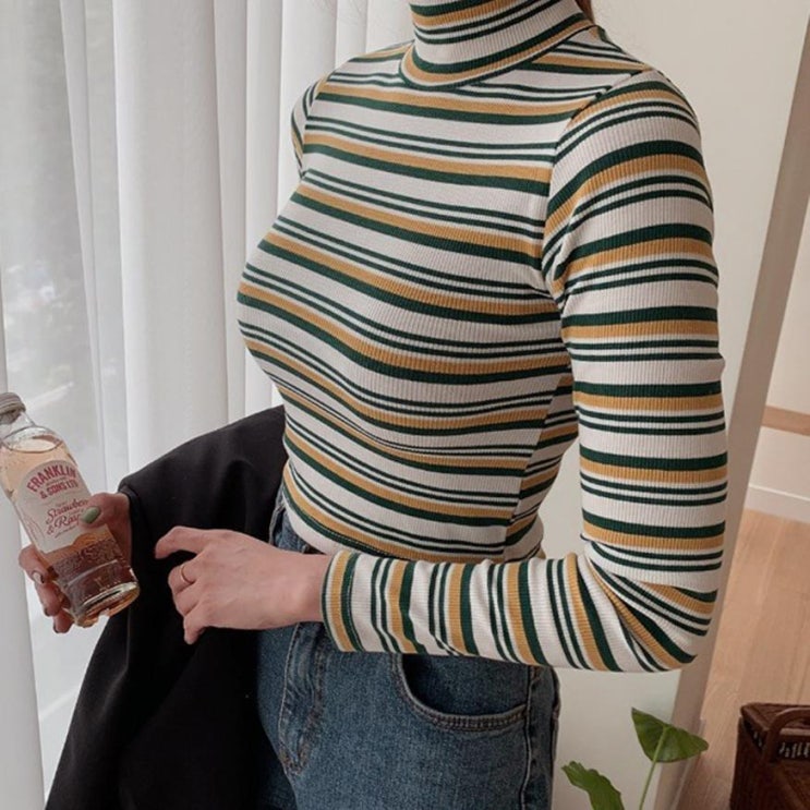  겟잇미 골지 슬림 단가라 가을 폴라티셔츠 (13,700원)