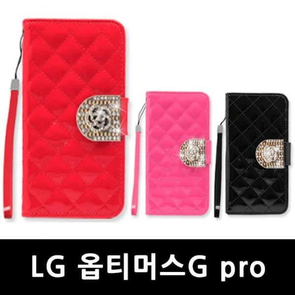   LG 옵티머스G프로 B roseDIA퀼팅 다이어리 핸드폰케이 블랙 없음 