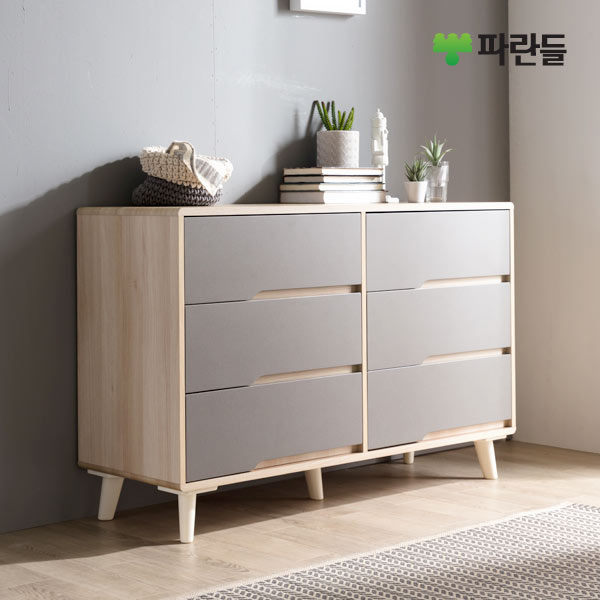  파란들 디센트 1200 와이드서랍장 3단 수납 수납장 서랍장 그레이 