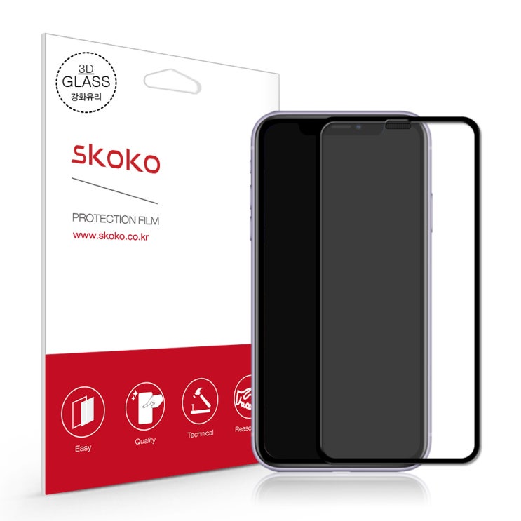  스코코 아이폰11 풀커버 3D 강화유리 액정보호필름 단품 