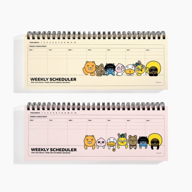   카카오프렌즈 탁상용 달력 캘린더 위클리 스케줄러 베이지 