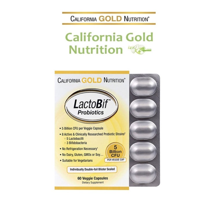   해외 California Gold Nutrition 캘리포니아 골드 락토비프 50억 유산균 60정 LactoBif Probiotics 1개 