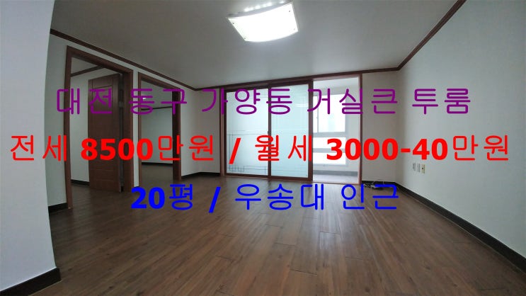  대전 동구 자양동 우송대인근에 있는 20평짜리 초대형 거실큰 투룸 !! 전세 월세 모두 가능한 매물입니다 ^^