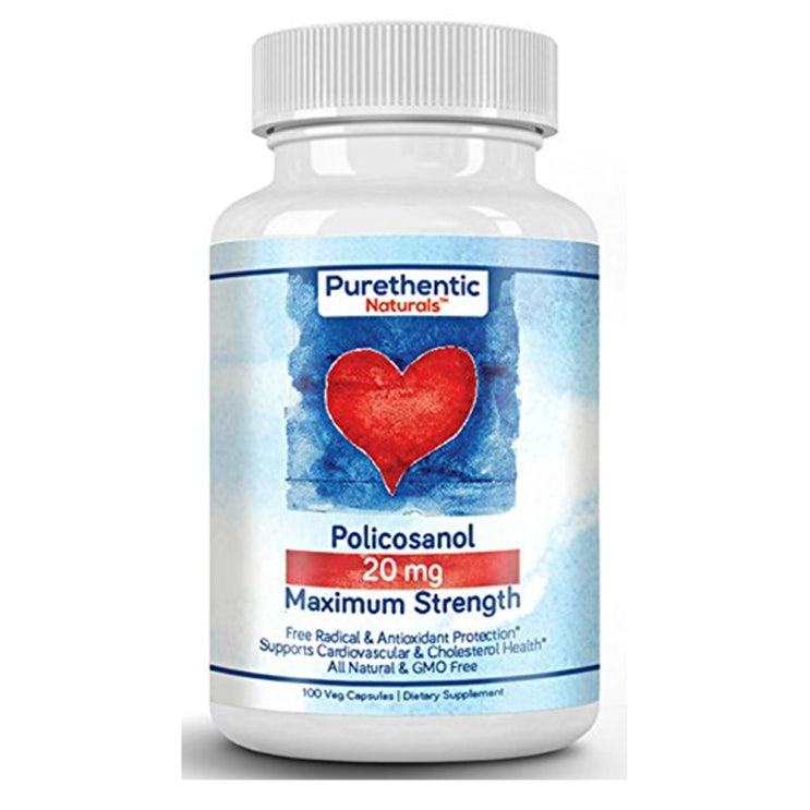   Purethentic 퓨어덴틱 네츄럴 폴리코사놀 20 mg 100 캡슐 Naturals Policosanol 100캡슐 