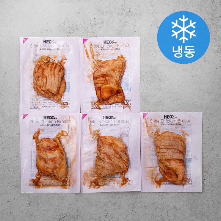   허닭 매운칠리 저염 슬라이스 닭가슴살 냉동 120g 5개 