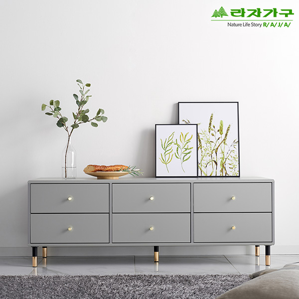  라자가구 오브 리베로 1500 서랍형 거실장 FO8108 그레이 