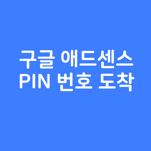  구글 애드센스 PIN 번호 도착