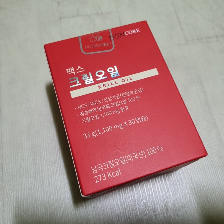  뉴트리코어 맥스크릴오일 1100mg x30 캡슐 WCS, NCS, 선상가공 고용량 크릴오일 추천