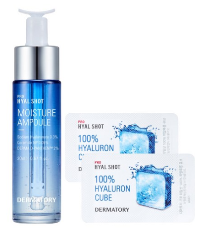  최저가 내일배송   더마토리 시카거즈패드   프로 히알 샷 물광 앰플 20ml + 히알루론 큐브 30mg x 2p 기획세트   [14,560원]