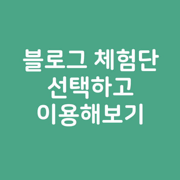 블로그 체험단 선택하고 이용해보기