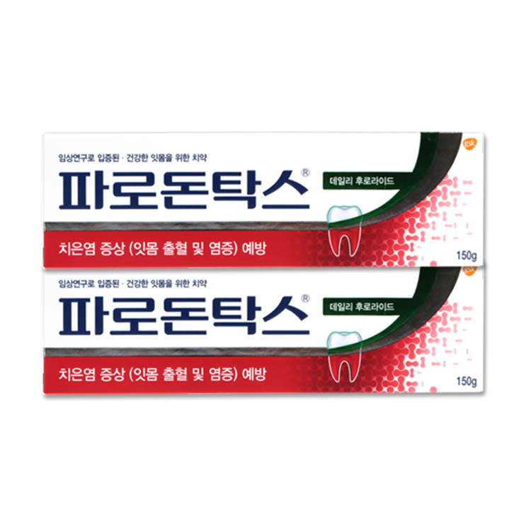 파로돈탁스 치약 글락소스미스클라인 파로돈탁스 데일리 후로라이드 치약, 150g, 2개 리뷰