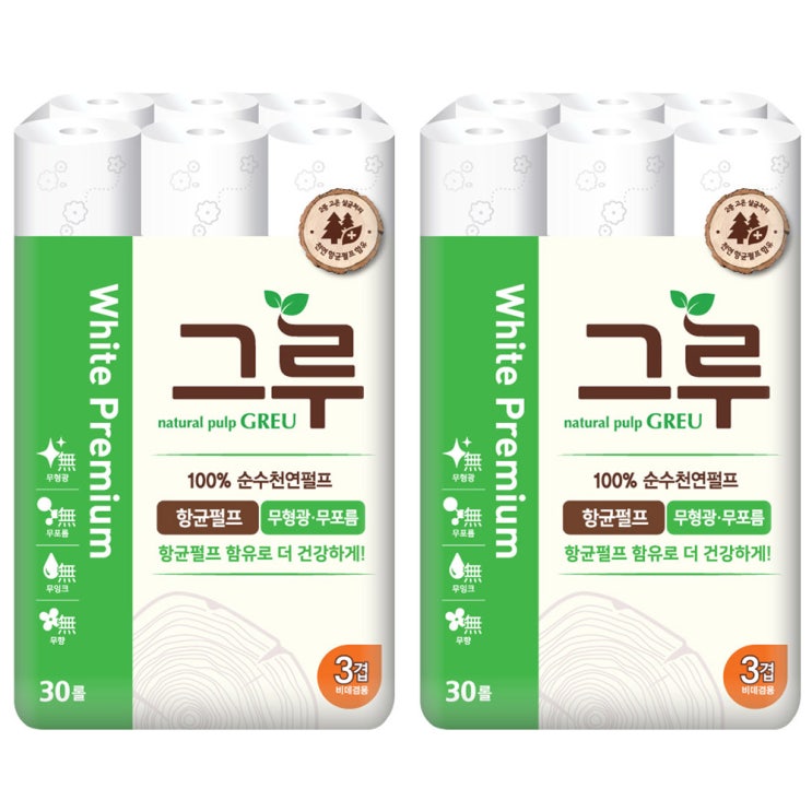 (로켓배송)그루 화이트 프리미엄 화장지, 30개입, 2개 가격정보 (로켓배송)그루 화이트 프리미엄 화장지, 30개입, 2개 가격정보