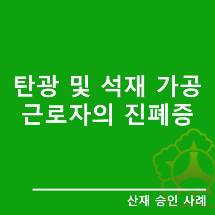  탄광 및 석재 가공 근로자의 진폐증 [산재승인사례]