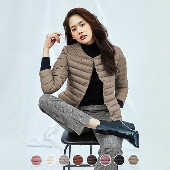  [지오다노] 379905 19FW신상 여 초경량 크루넥 숏자켓