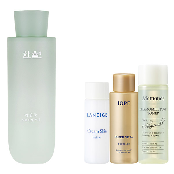 (로켓배송)한율 어린쑥 수분진정 토너 150ml + 아모레퍼시픽 기초케어 3종, 1개 가격정보