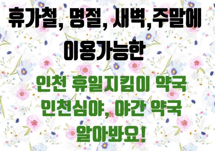  인천휴일지킴이약국 중에 인천야간약국 알아봤어요 인천심야약국