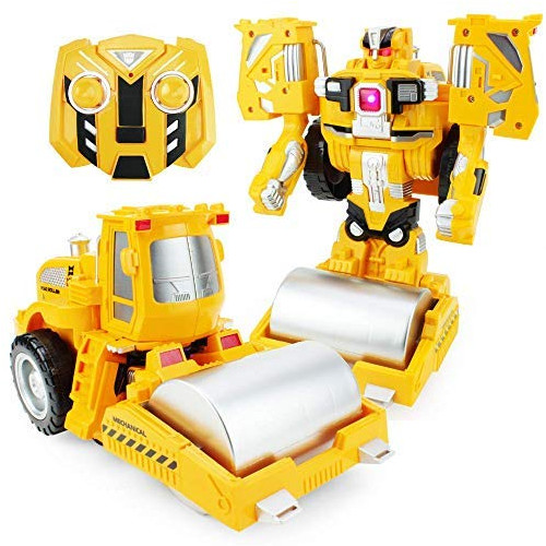  [찬스] Boley The Breaker: Transforming Robot Bulldozer - Remote Control Car and Robot for Kids - RC Car Toy Truck with Battle Ready Dancing Talking Robo, Style = RC Roller 특템해요! 