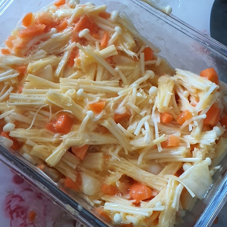  간단한 반찬 만들기요리 : 야채팽이버섯전 만들기