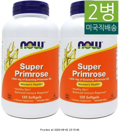  "34,700원" Now Foods 나우푸드 슈퍼 프림로즈 달맞이꽃 종자유(감마리놀렌산) 1300mg 120 소프트젤 2병
